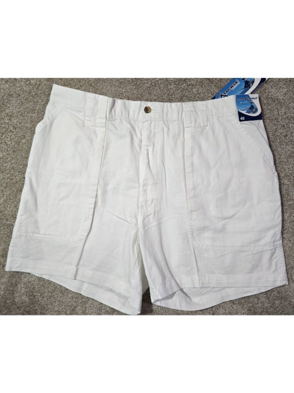 Hook & Tackle Beer Can Island Fishing Shorts White Cotton Utility Pockets Men 40